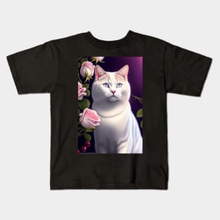 Rosey White British Shorthair Portrait Kids T-Shirt